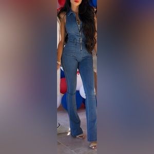 Gorgeous WeWoreWhat denim jumpsuit Size 2 Sold out everywhere!​​